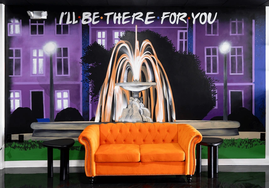 The background and couch from the tv show Friends